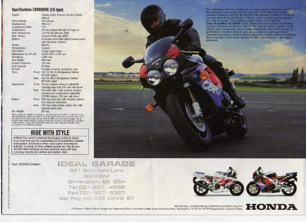 1993 Honda CBR 900RR Fireblade